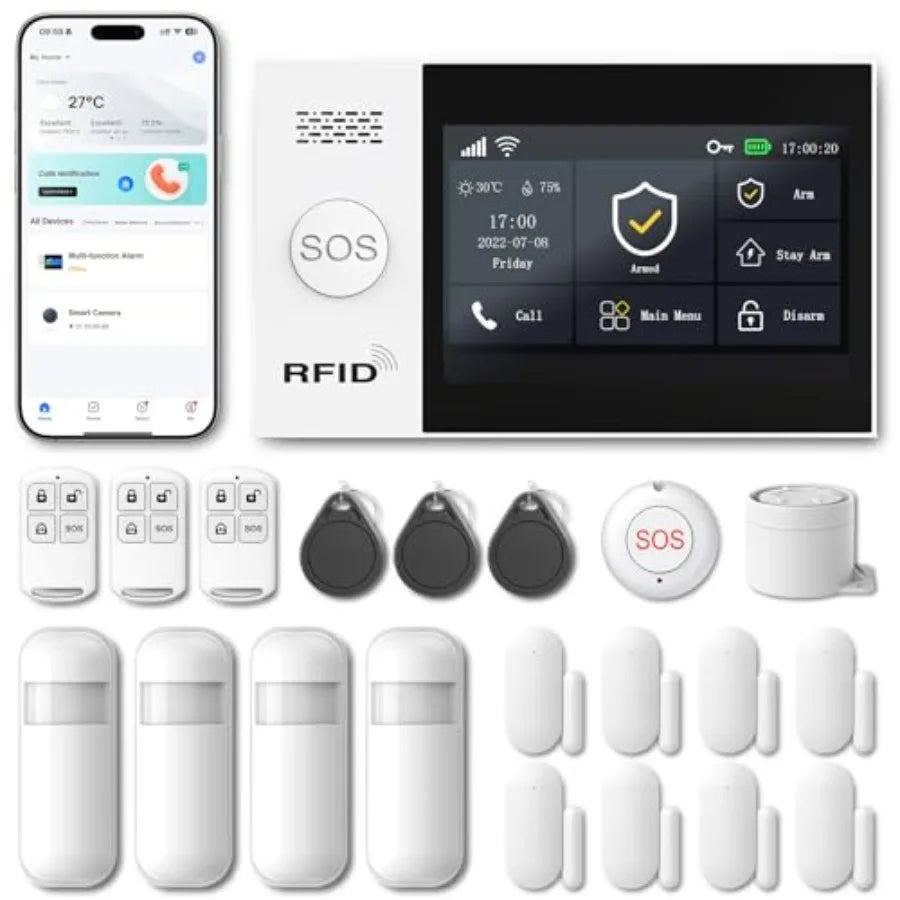 Wireless Touch Screen Home Security Alarm with Motion Detection