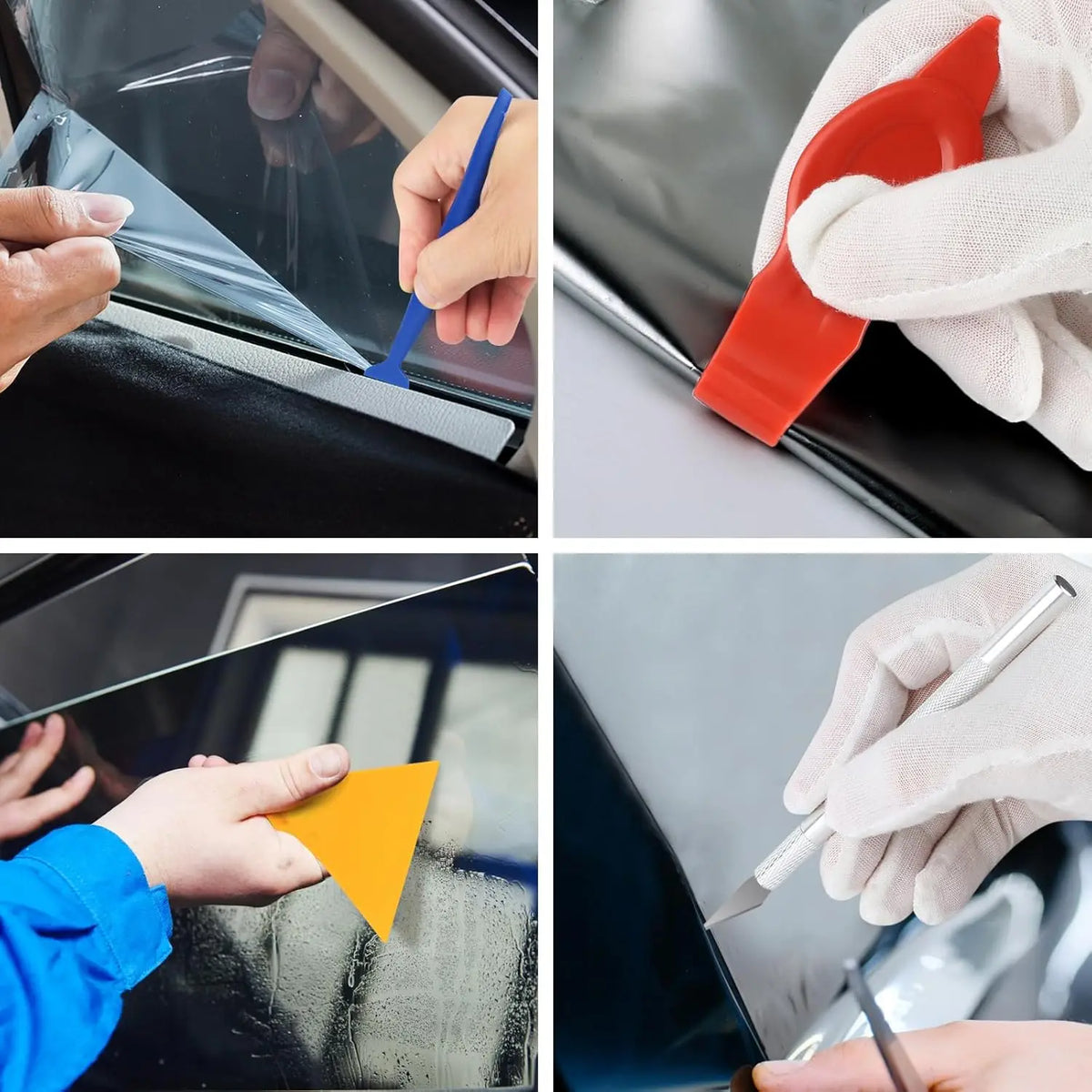 Car Film Wrapping Tool Kit Window Tinting Tools Vinyl Wrap Felt Squeegee Wrap Stick Vinyl Cutter Utility Knife Plastic Scraper