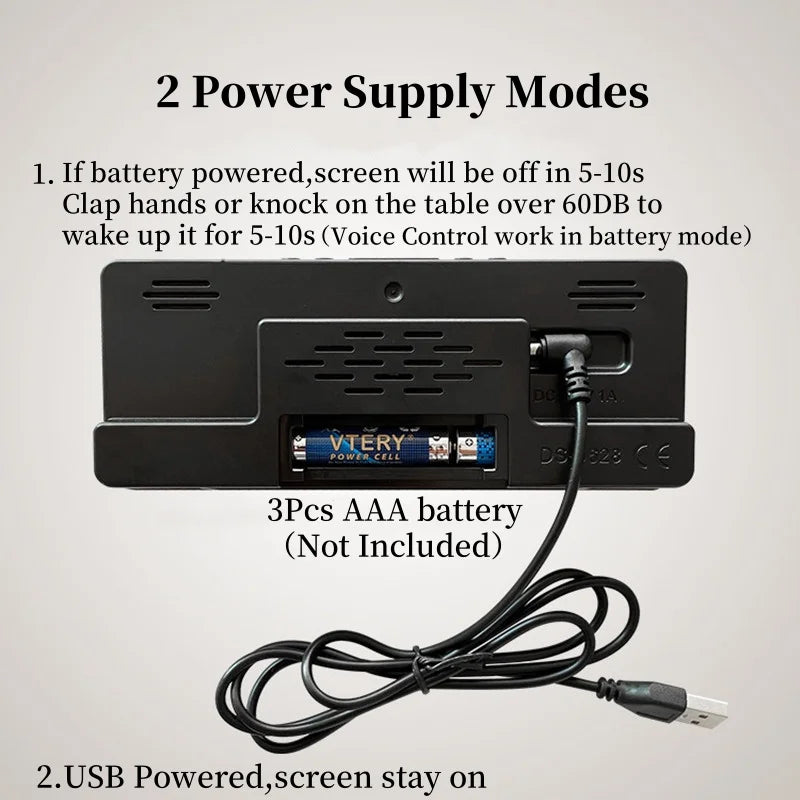 Digital Dual Alarm Clock with Adjustable LED Display