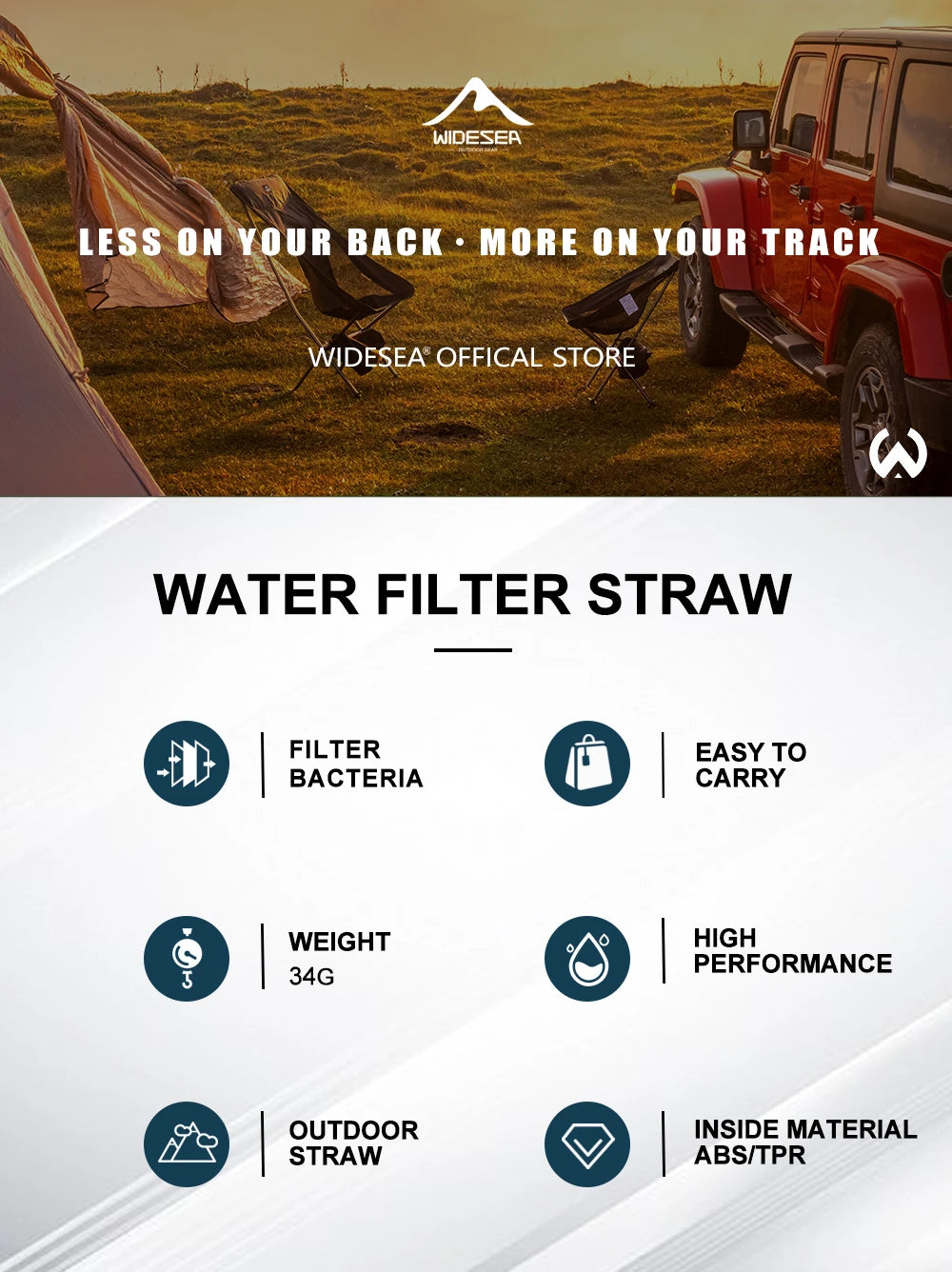 Camping Outdoor Water Purifier Straw with 0.01 Micron Filtration