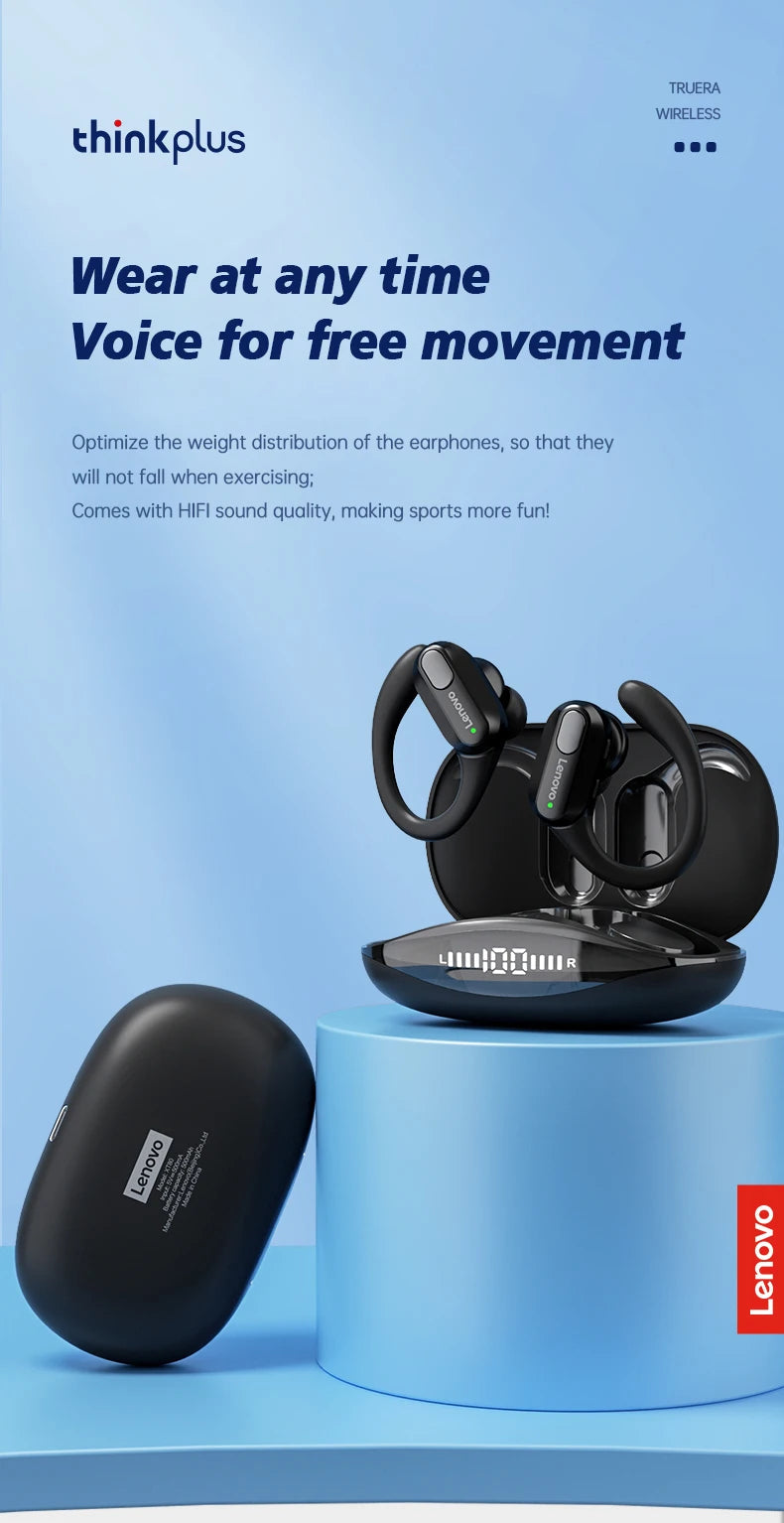 Original Lenovo XT80 Sports Wireless Earphones with Mics, LED Power Display,Hifi Stereo Sound Bluetooth 5.3 TWS HeadphHeadphones