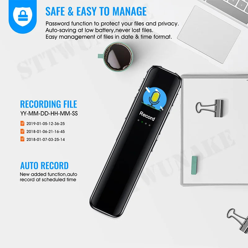 Voice Activated Recorder Professional color screen Digital Audio Sound Recording Device Dictaphone STTWUNAKE
