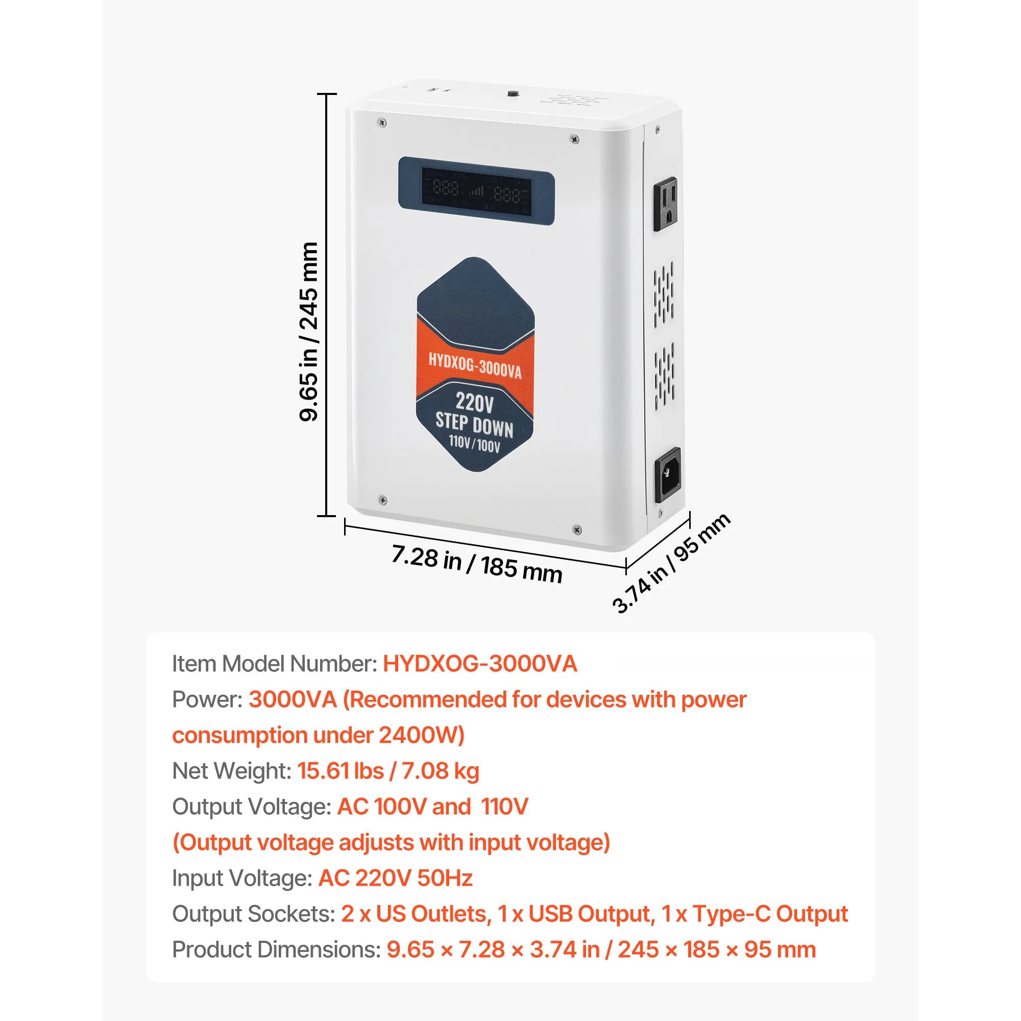Step Up/Down Voltage Converter 2000VA/3000VA Dual Output Power Transformer
