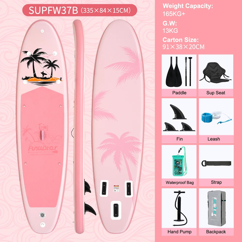 FunWater Inflatable Stand Up Paddle Board Paddling Board Surfboard Surf Sup Board 320-385CM Non-Slip Water Sport Paddle Board