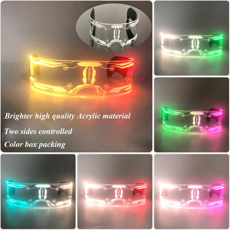 LED Luminous Futurist Cyberpunk Glasses LED Light Up Glasses cool cyberpunk glasses for man women cospaly supplies