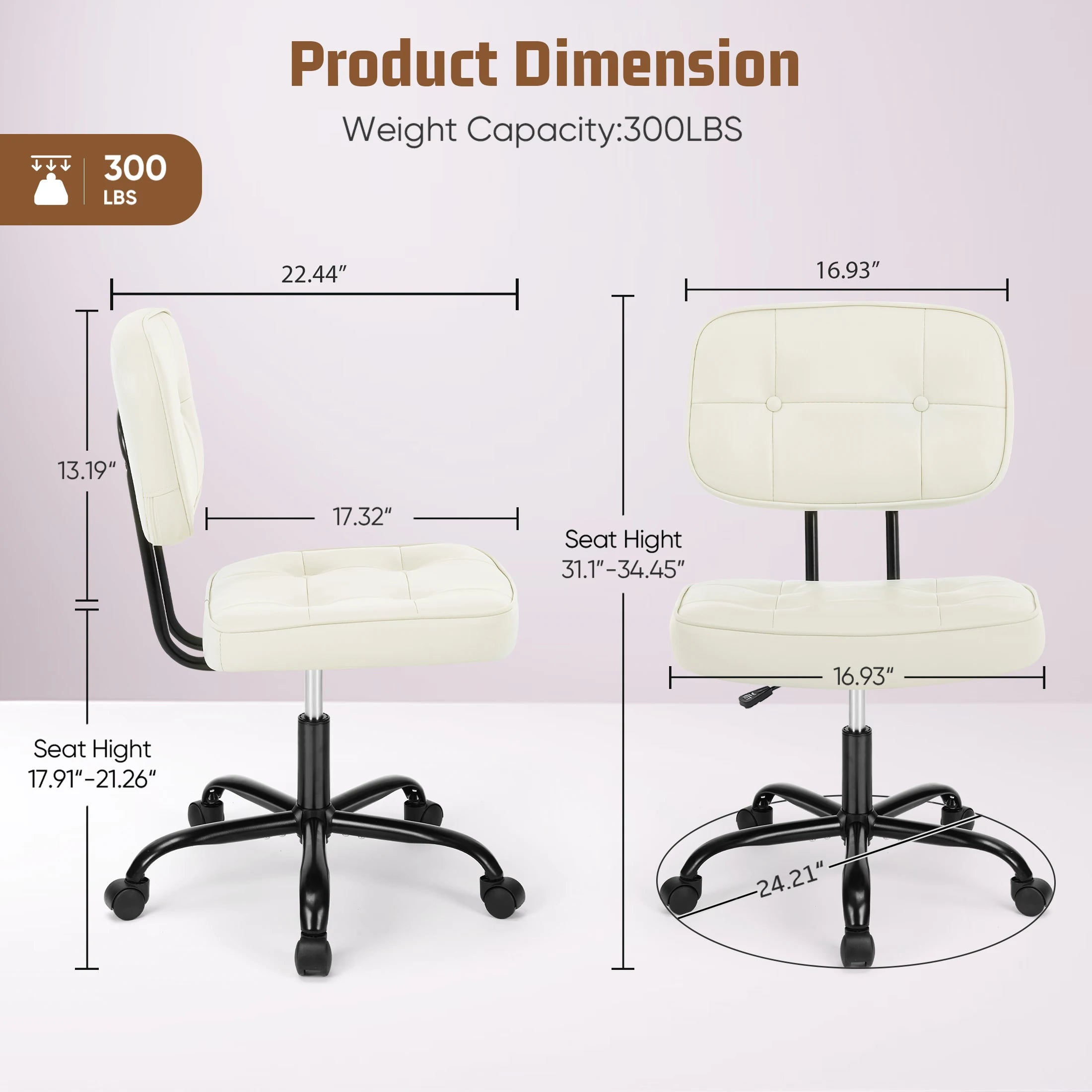 Ergonomic PU Leather Office Chair with Lumbar Support & Swivel