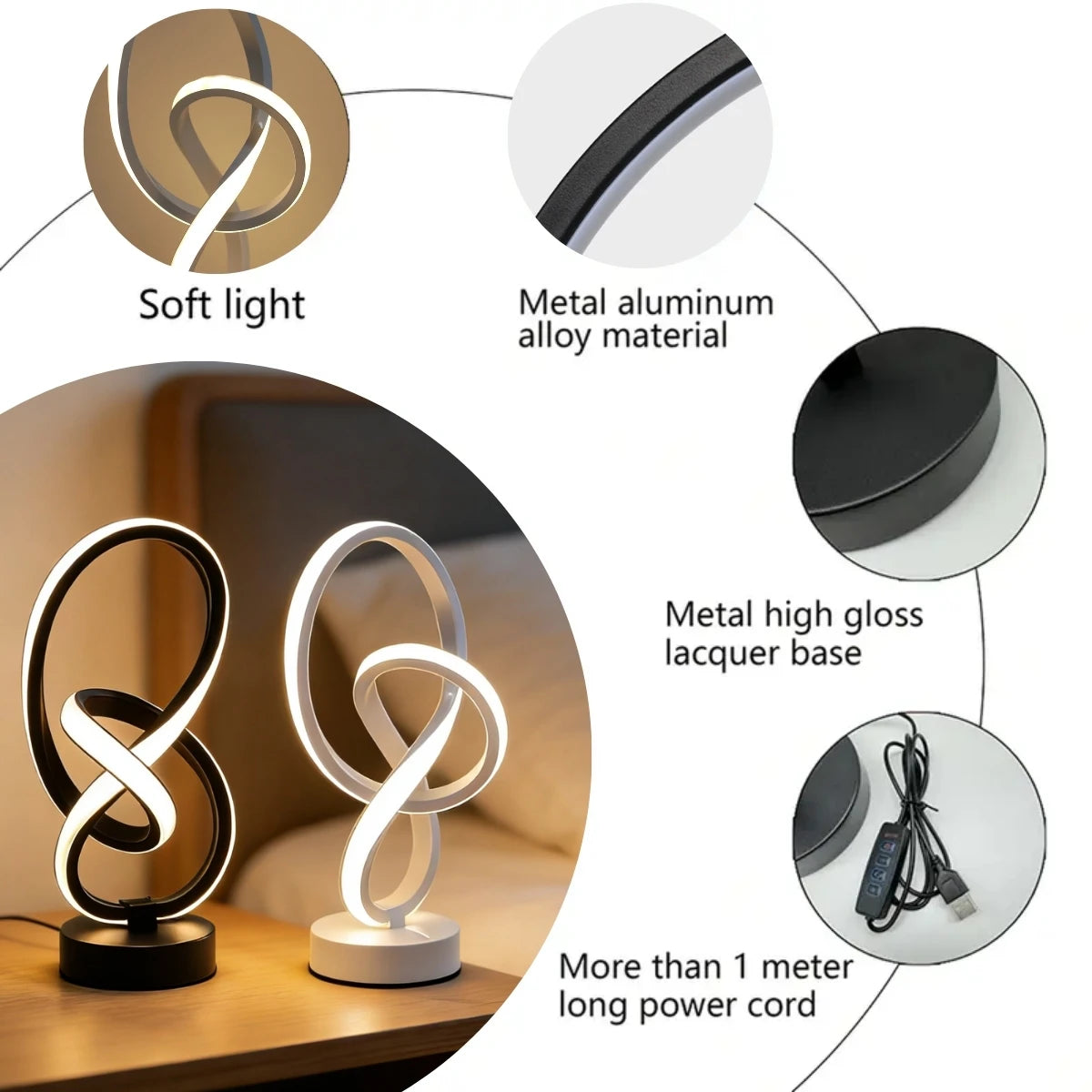 Lampe de bureau USB avec lumière réglable
