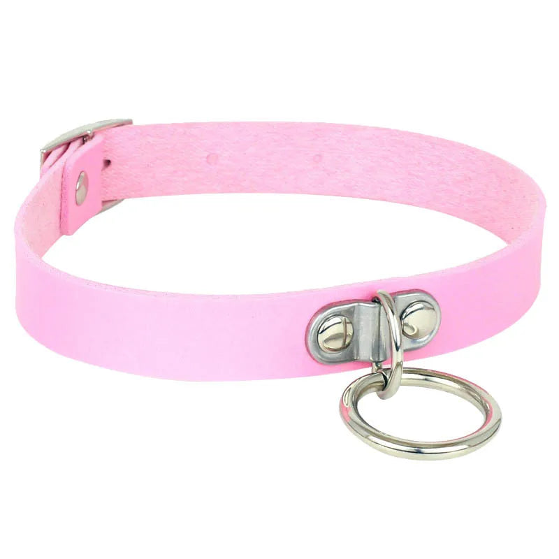 PU Leather Collar With A Leash Cosplay Metal Chain Heart Pendant Necklace Jewelry Punk Bdsm Slave Gothic Goth Choker For Woman