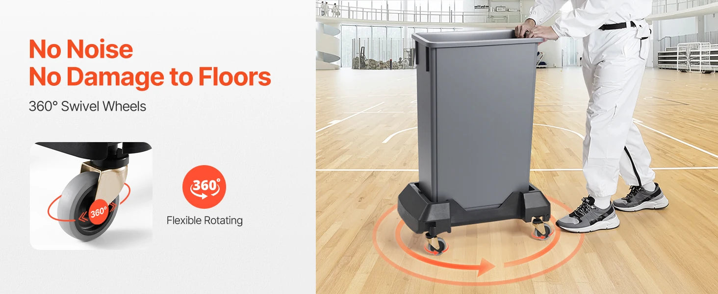 200lb Trash Can Dolly with Lockable Wheels for 16/23 Gallon Bins