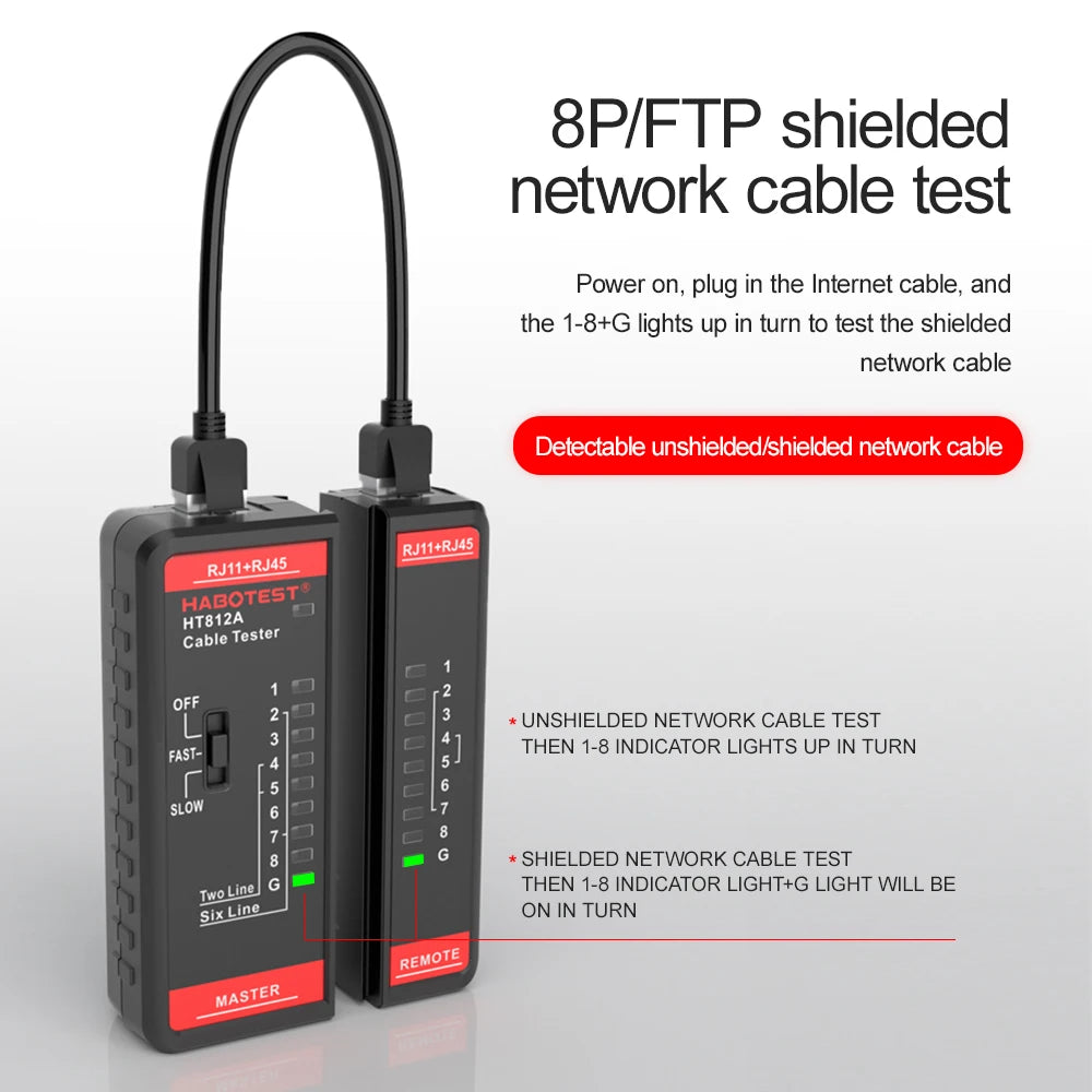 HT812A RJ45 and RJ11 Cable Tester