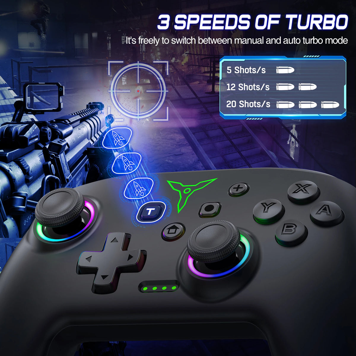 Wireless Game Controller, Hall-Effect or TP28 Options