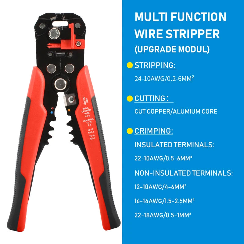 Adjustable Wire Stripping, Cutting and Crimping Pliers