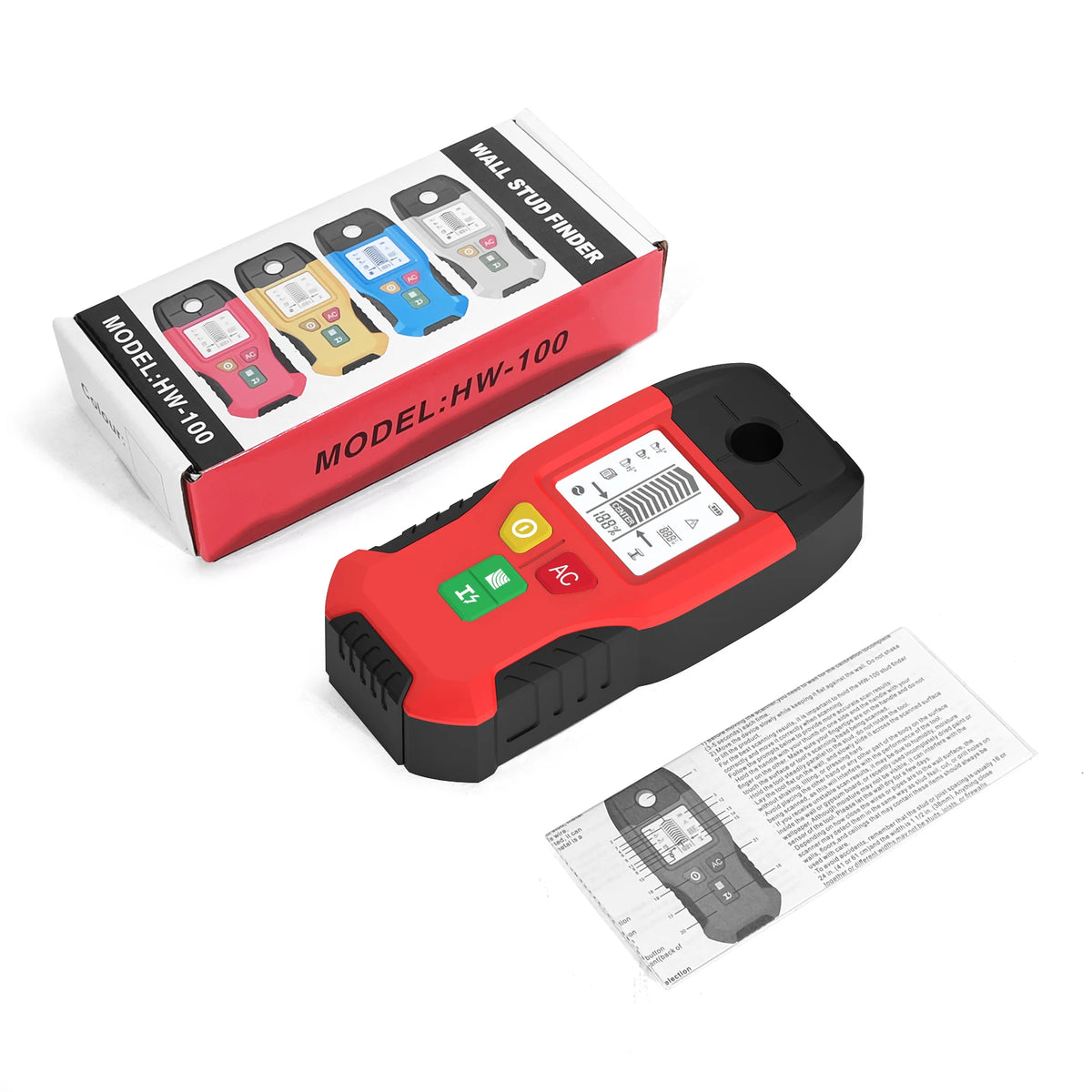HW-100 Wall Stud Finder with Metal & AC Scanning Modes