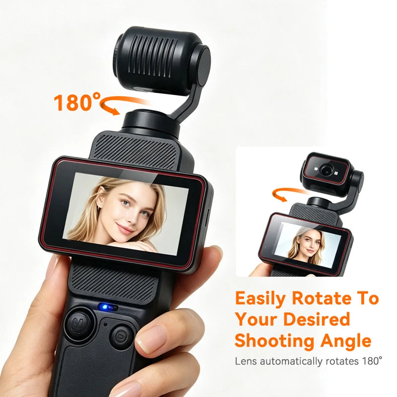 Pocket Action Camera with Rotating Lens