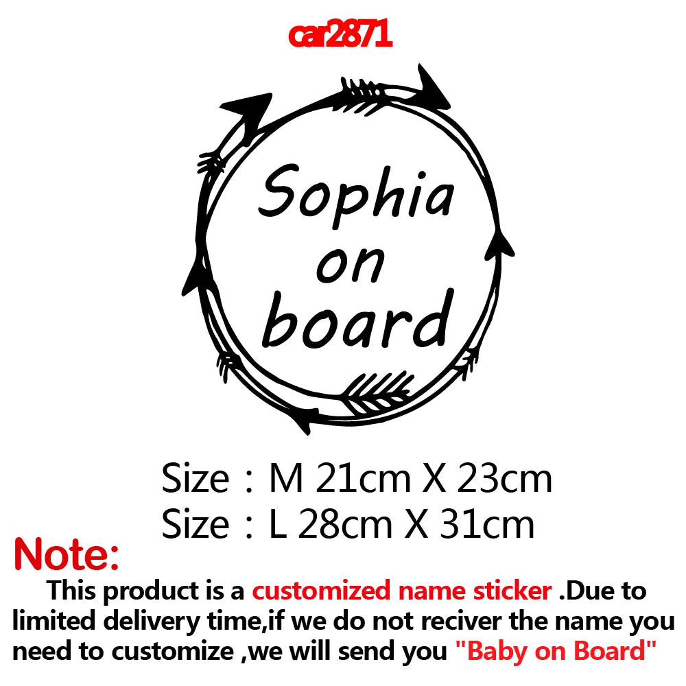 Nalepka z imenom Dojenček na vožnji – možnosti sloga