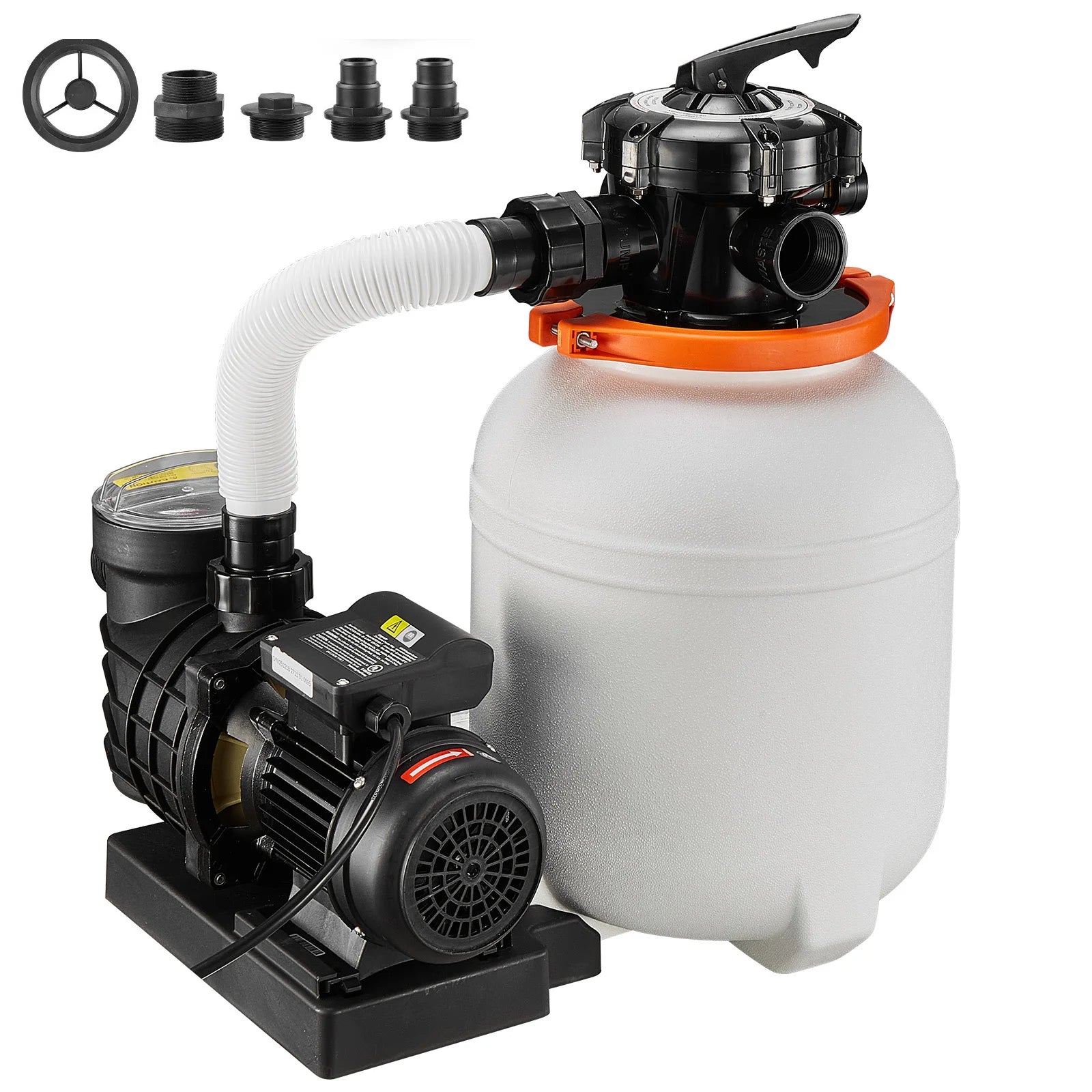 SucceBuy 12/14/16in FlashPure Sand Filter Pump with Timer for Above Ground Pool 0.5/0.75/1 HP 3000/3500/4400 GPH Media Installed