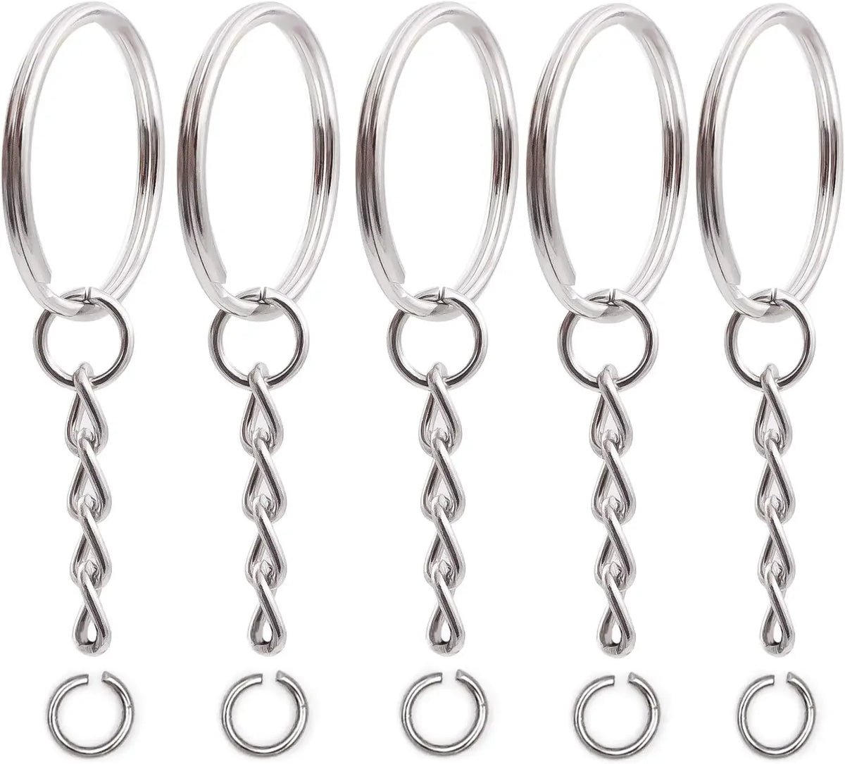 Silver Plated Metal Blank Keyring Keychain Split Ring Keyfob Key Holder Rings Women Men DIY Key Chains Key Ring Accessories