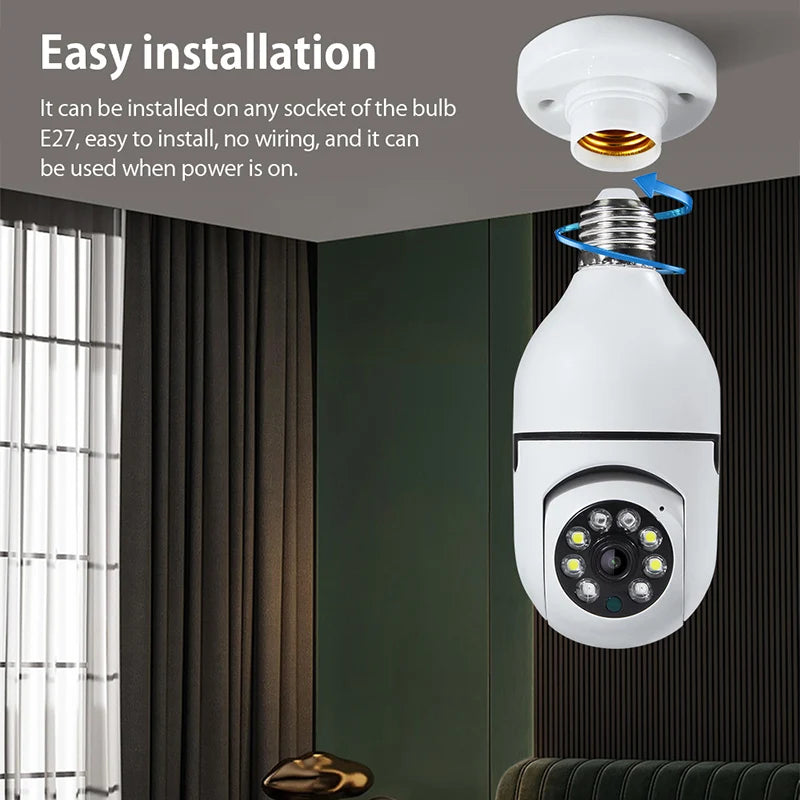 1080P HD E27 Bulb Surveillance Camera Anti-theft Outdoor Indoor Security Monitor Wireless WiFi Camera Night Vision Audio IP Came