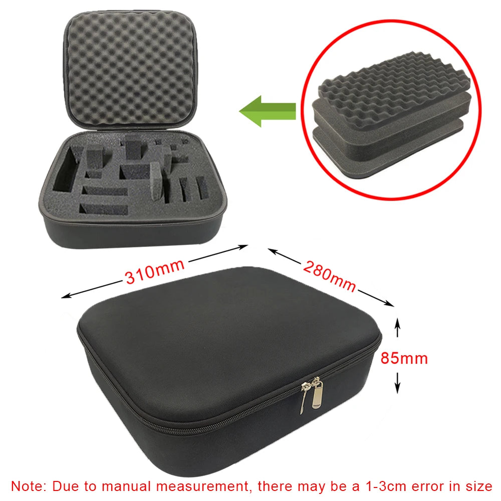 Estojo de arrumação com espuma personalizável e fecho de correr