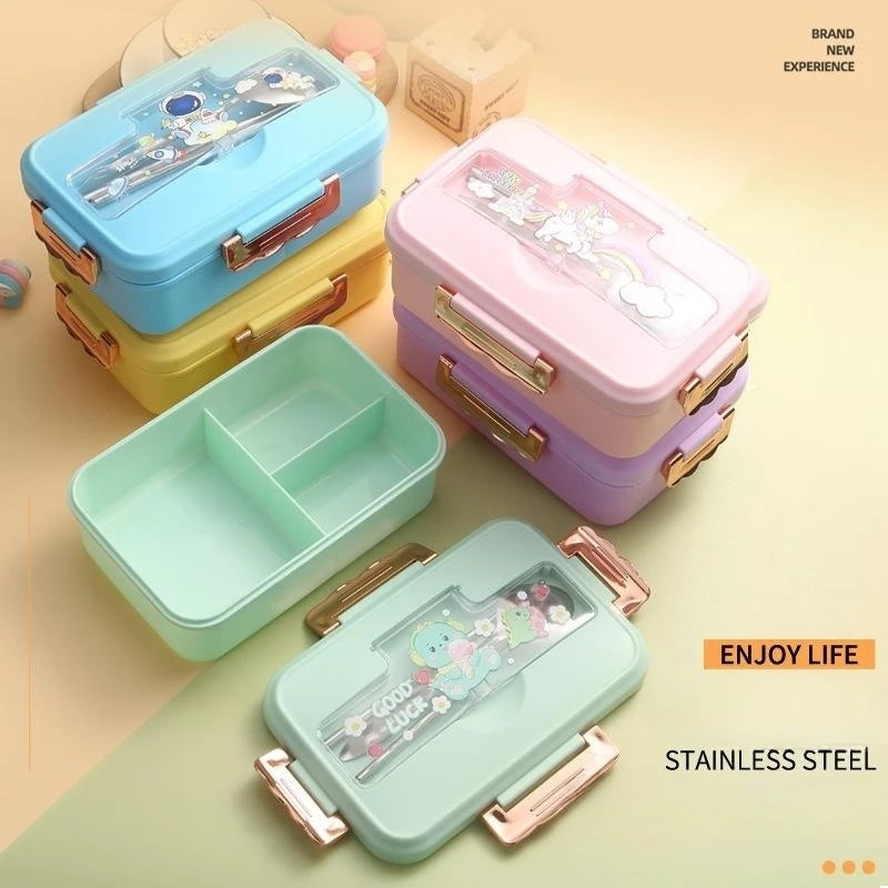 Cartoon Divided Lunch Box, Five Colour Options
