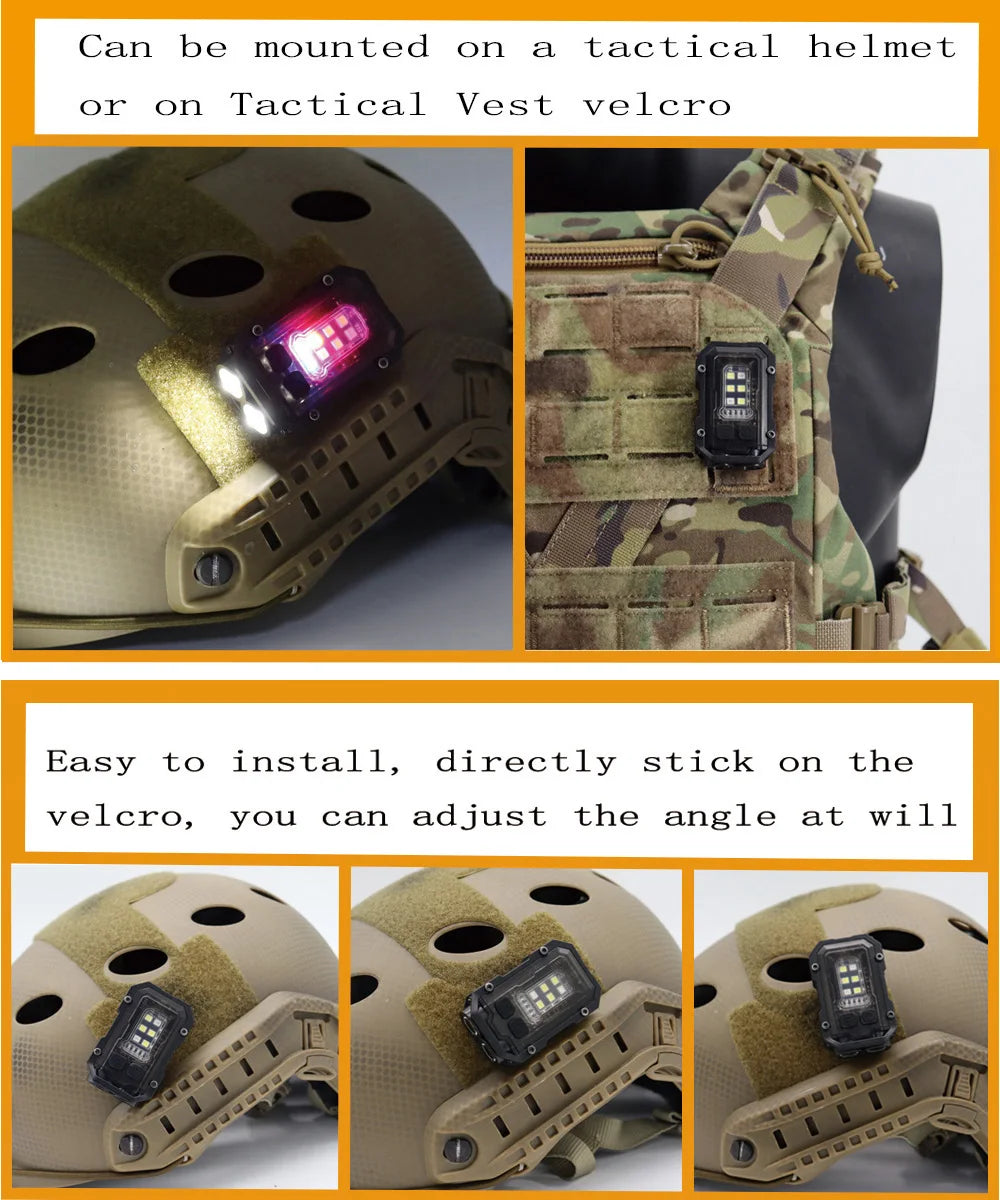Tactical Mini Flashlight with Hook-and-Loop Plate for 25mm Strap
