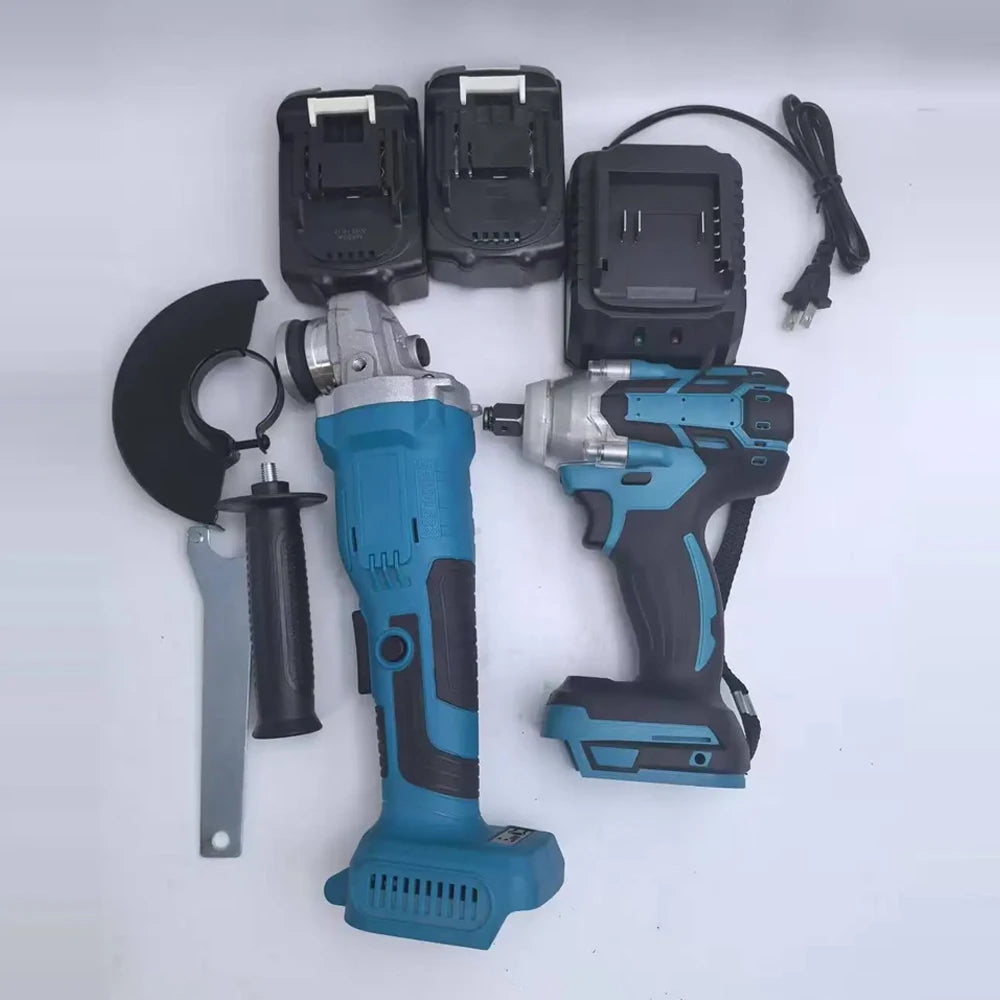 125mm Brushless Electric Angle Grinder and Impact Wrench Combo Kit