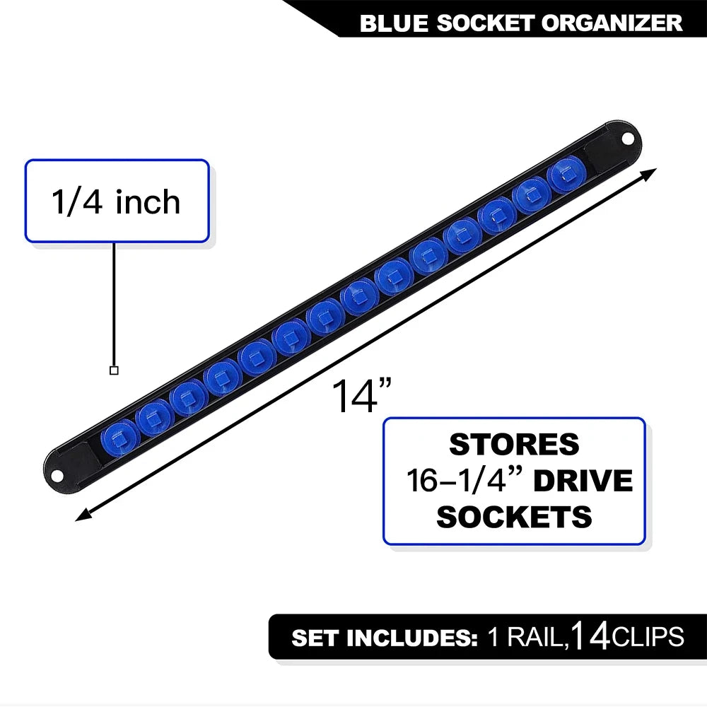 1pc 360° Swivel Socket Organizer 1/4 3/8 1/2 Premium Quality Socket Clip Rail Holder Socket Sliding Stand Sleeve Rail Rack Tools