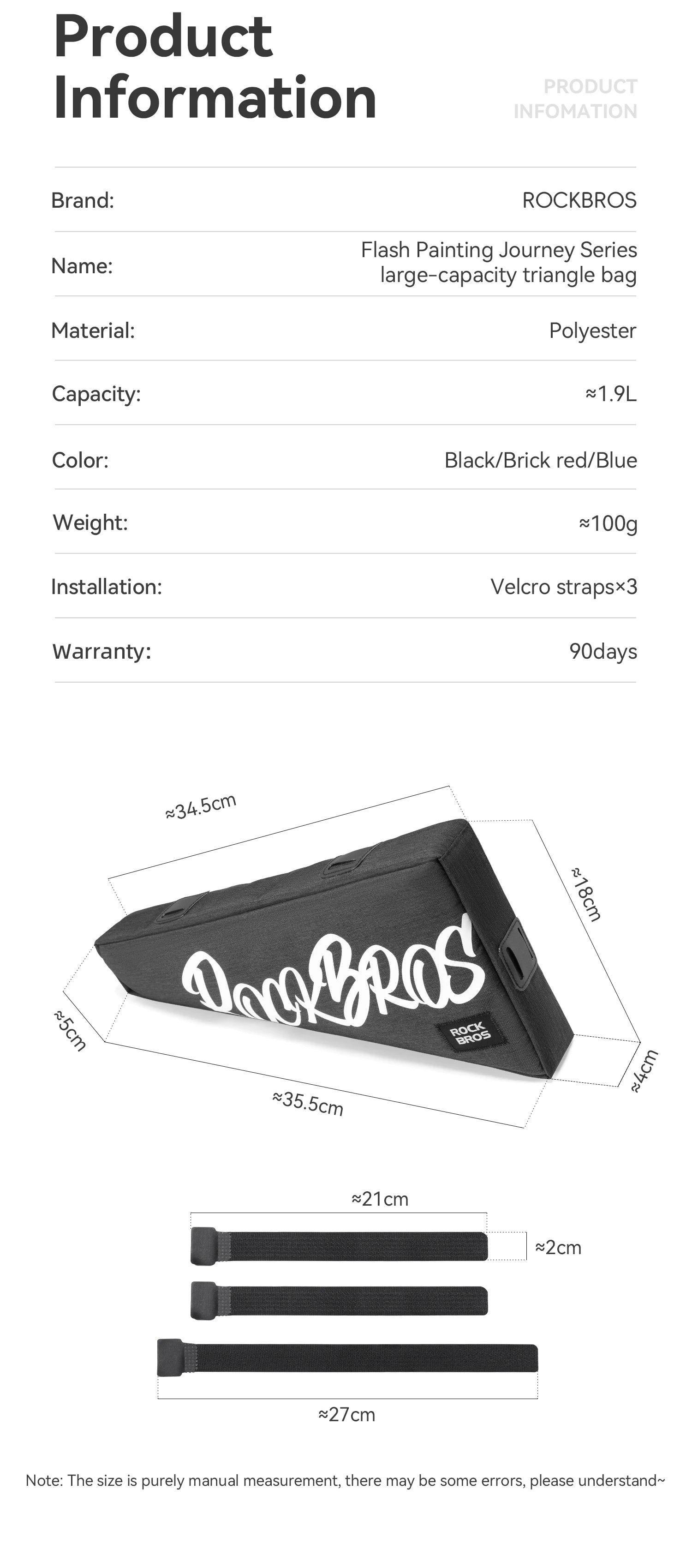 1.9L Waterproof Bicycle Triangle Frame Bag