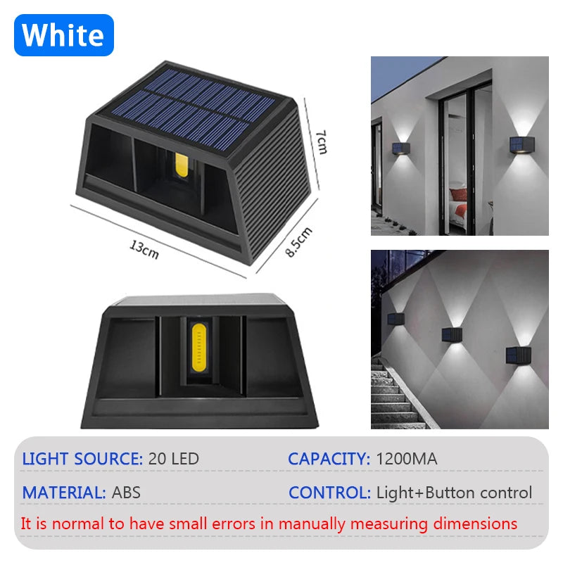 Solar Wall Lamp, IP65 Up and Down Light for Porches