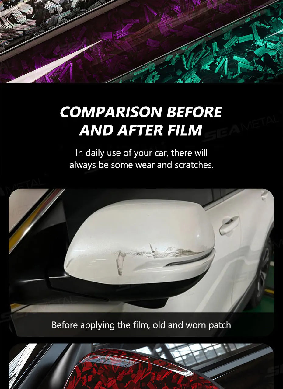 SEAMETAL Car Side Mirror Protective Film Anti-Scratch Car Decoration Sticker Brilliant-Black Non-Residue Vinyl Car Sticker