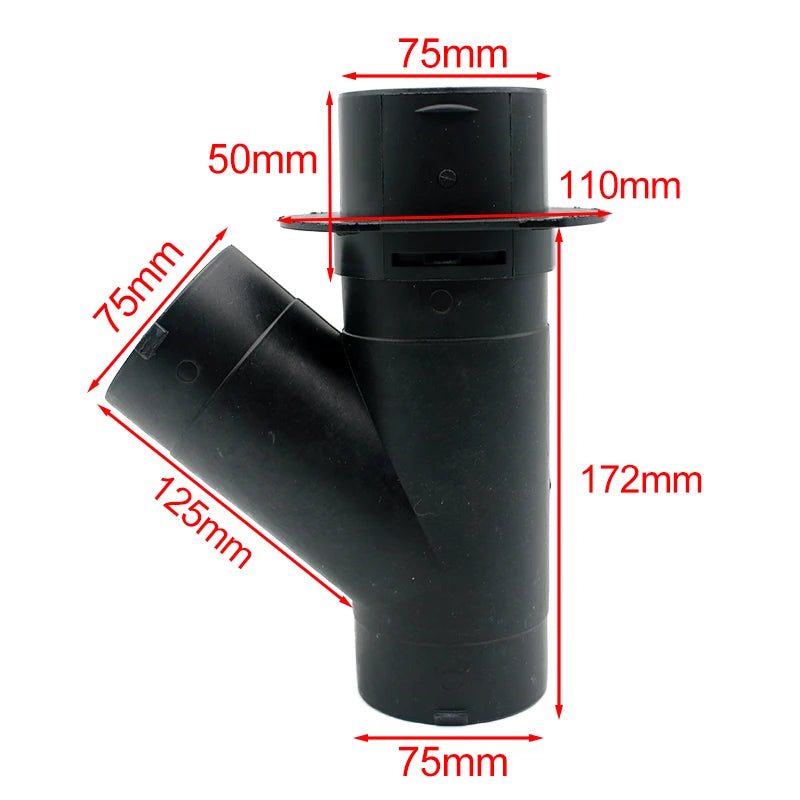 Diesel Parking Heater Air Duct Connector with Adjustable Valves, 60/75 mm