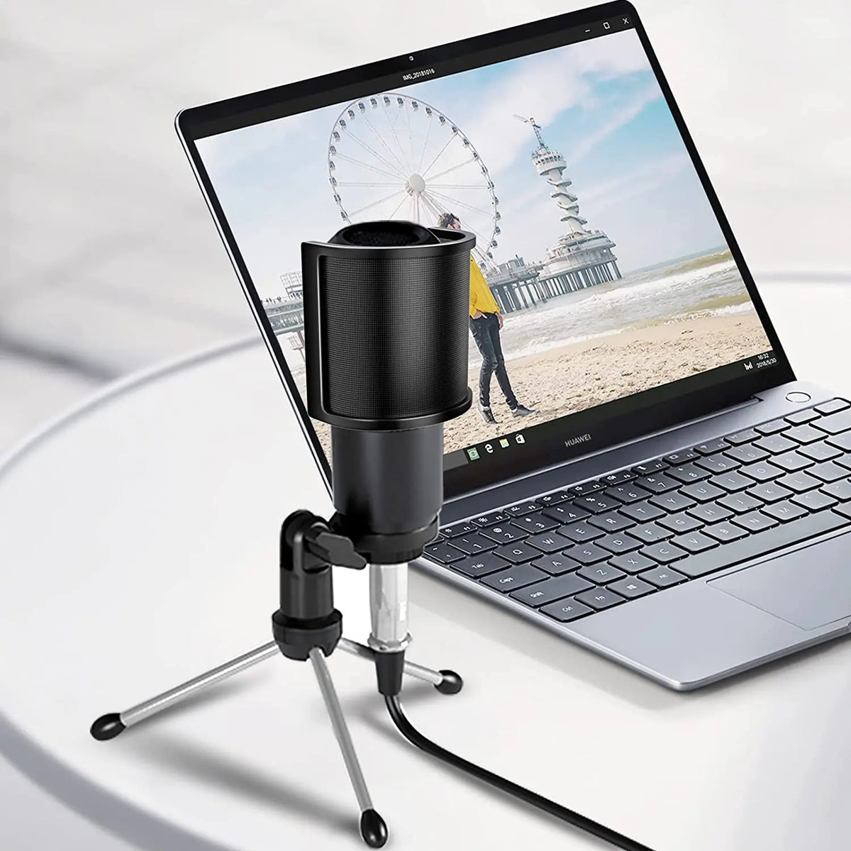 Filtru pop universal pentru microfon, ecran anti-vânt metalic pentru microfon cu condensator, PC, studio și înregistrări