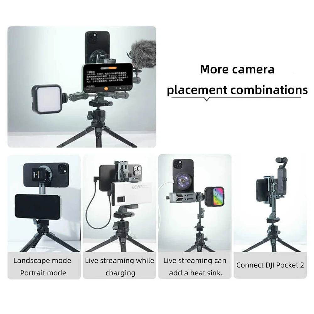 Dual-Phone Teleprompter and Camera Support