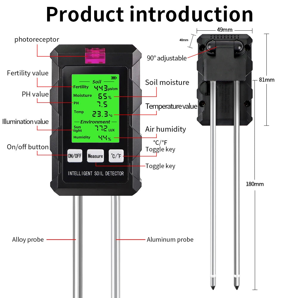 Six-in-One Digital Soil and Environment Meter