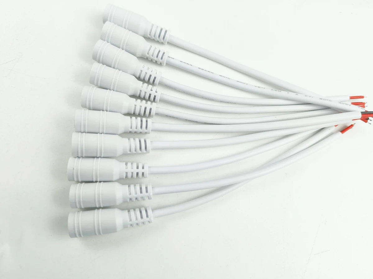 1/5/10 Pcs 5.5x2.1mm DC Male Female Power Plug Cable Wire Jack Adapter Connector for CCTV Single Color 3528 5050 LED Tape Light