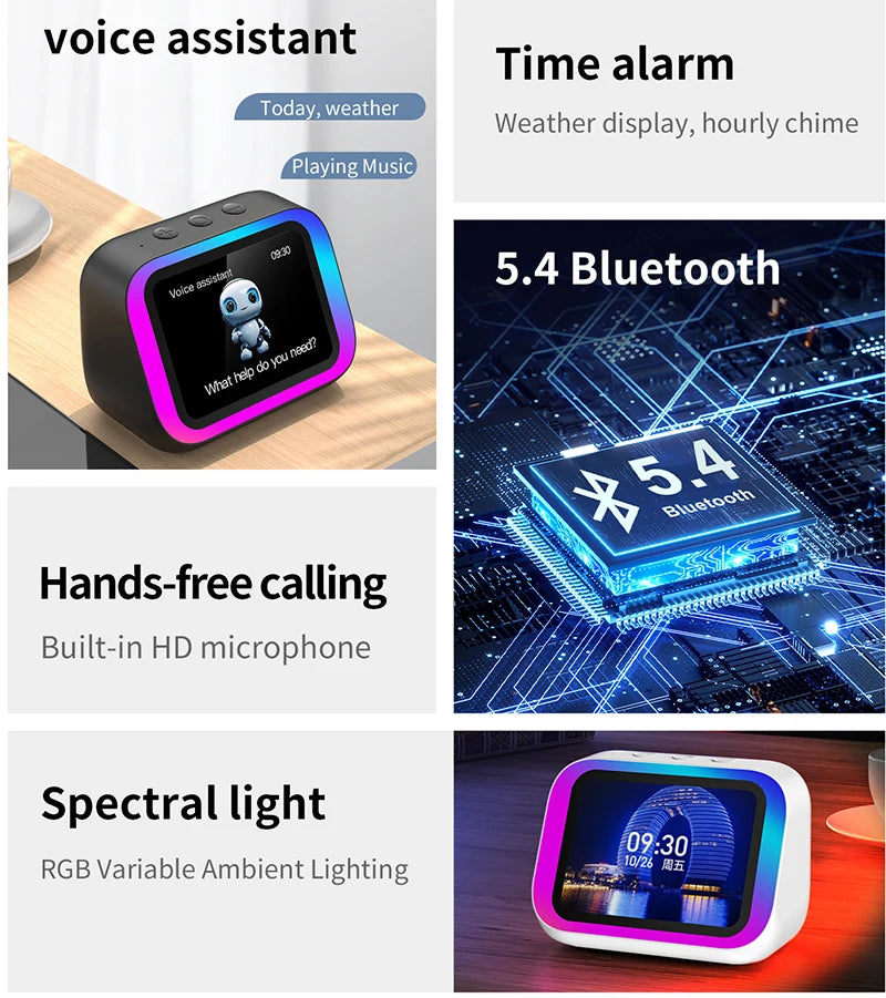 Bluetooth Alarm Clock with Speaker and Photo Display