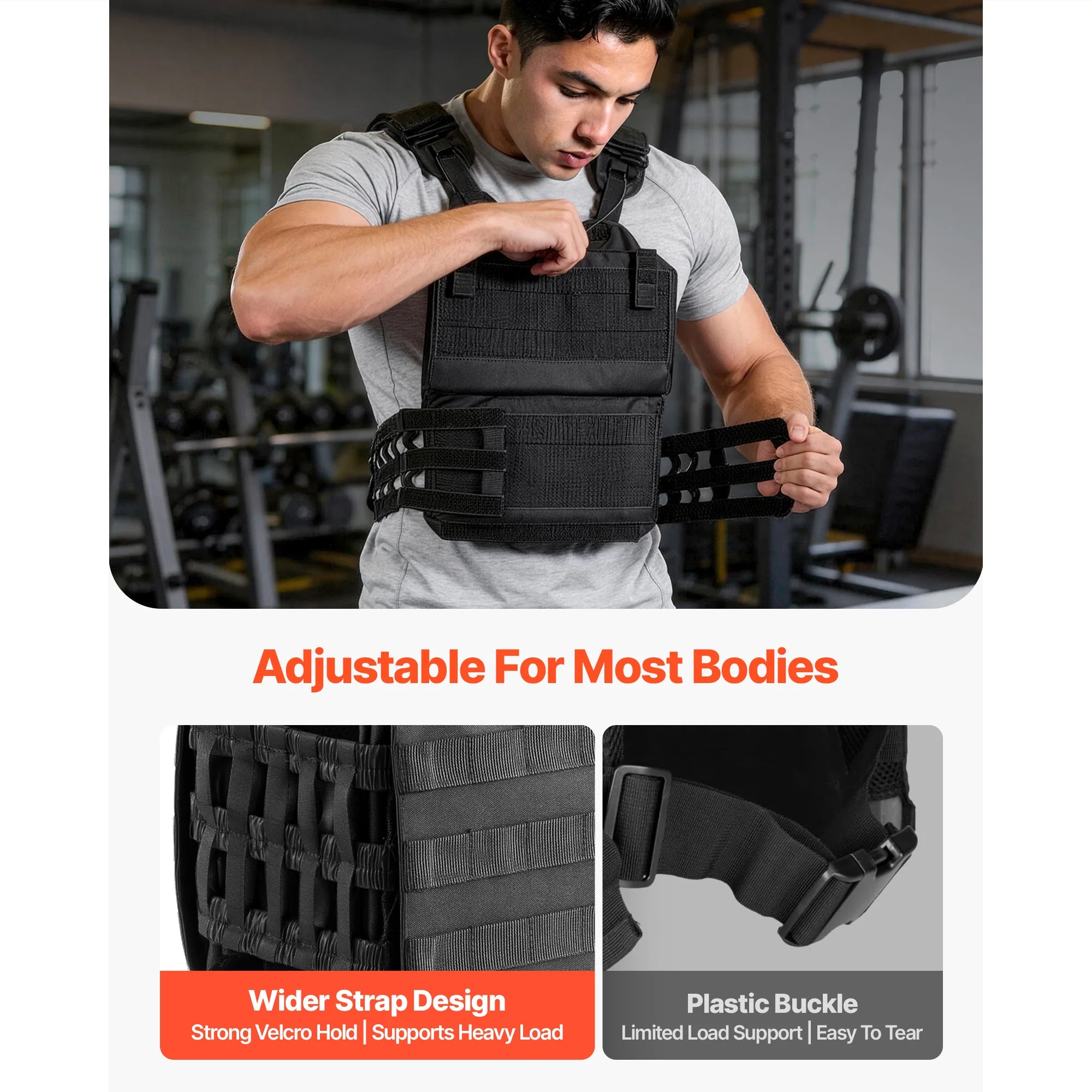 SucceBuy Weighted Vest Body Weight Vest with Shoulder Pad and Reflective Stripe Workout Equipment for Strength Training Running
