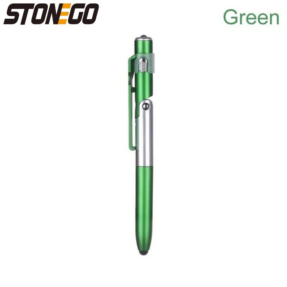 STONEGO Multifunction 4-in-1 Foldable Ballpoint Pen Stylus (Flashlight + Support) for Tablet Cellphone