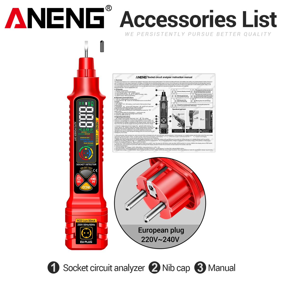 VD808 Socket and Circuit Tester - EU/US Options