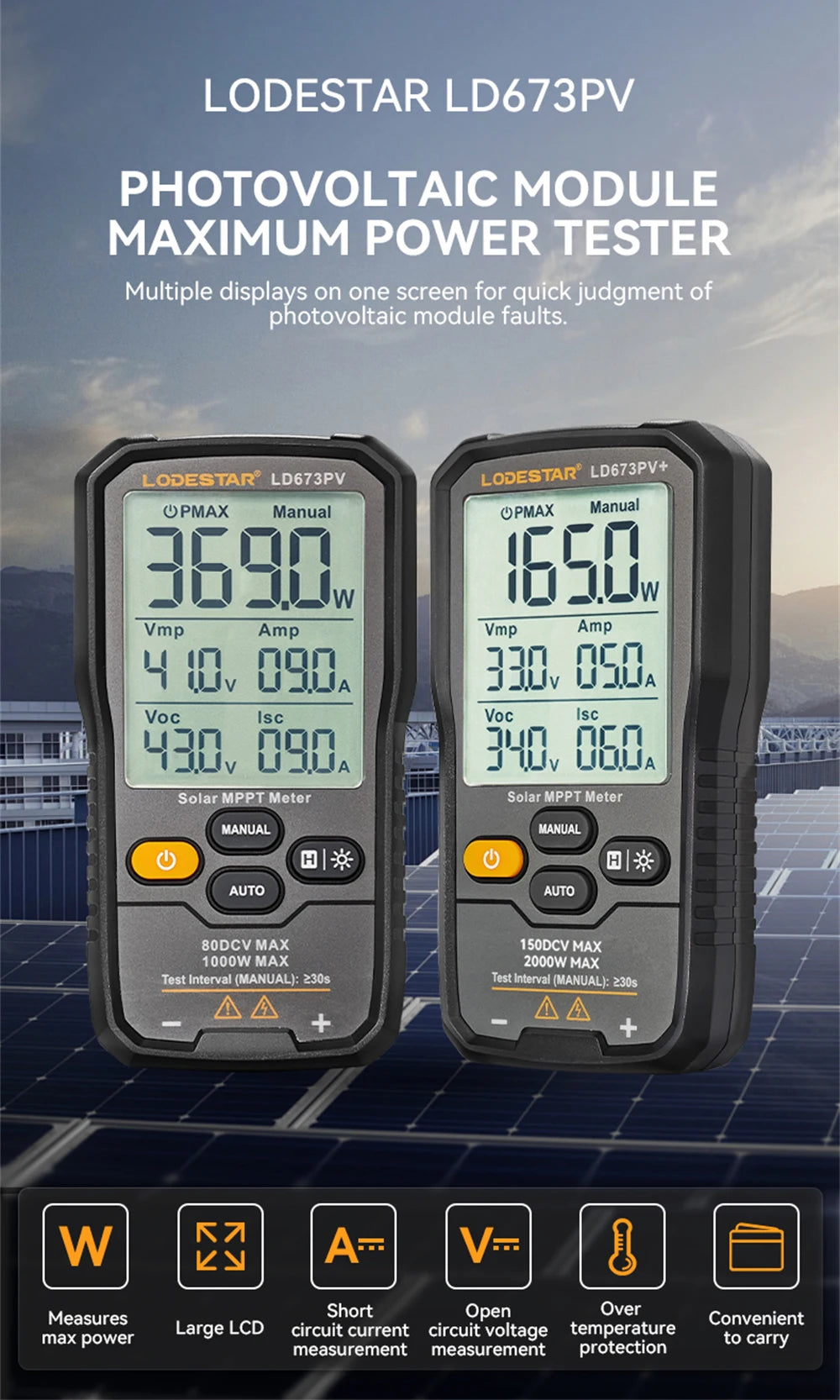 Tester de putere maximă pentru panoul solar