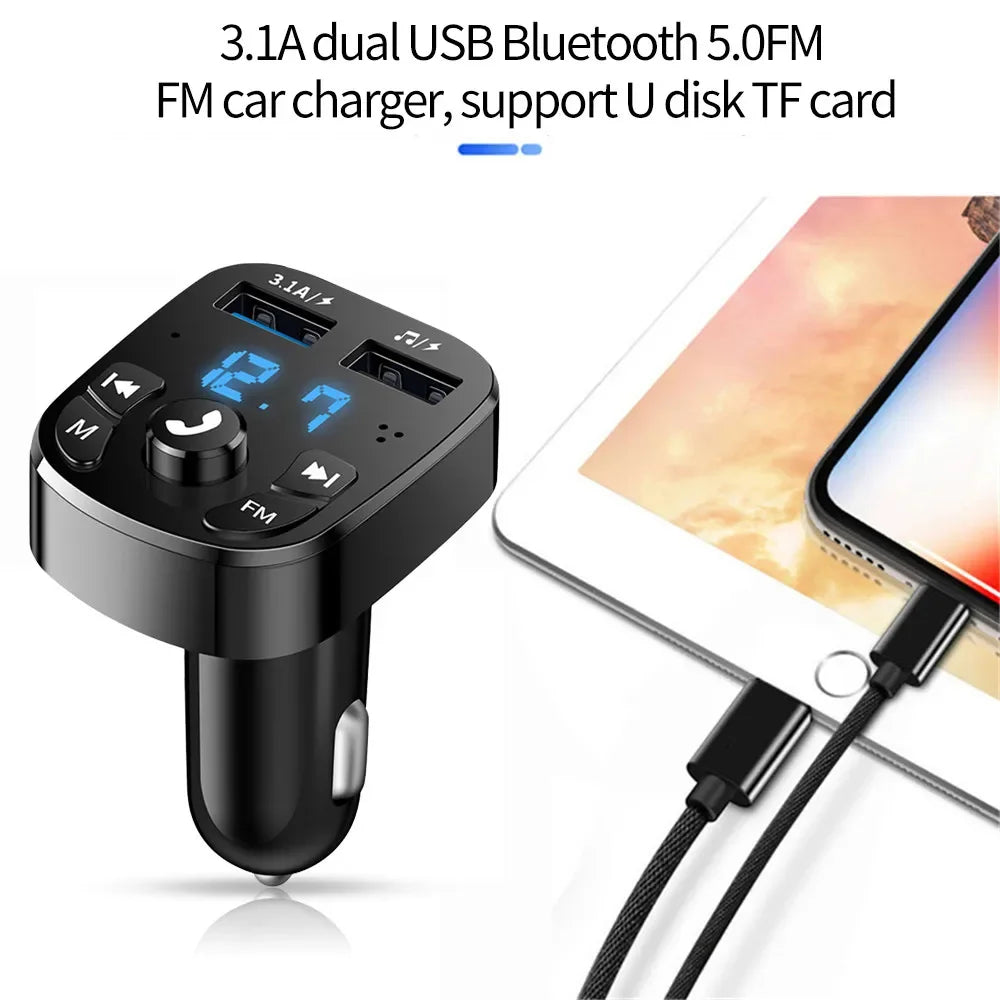 Bluetooth 5.0 Car FM Transmitter with Dual USB