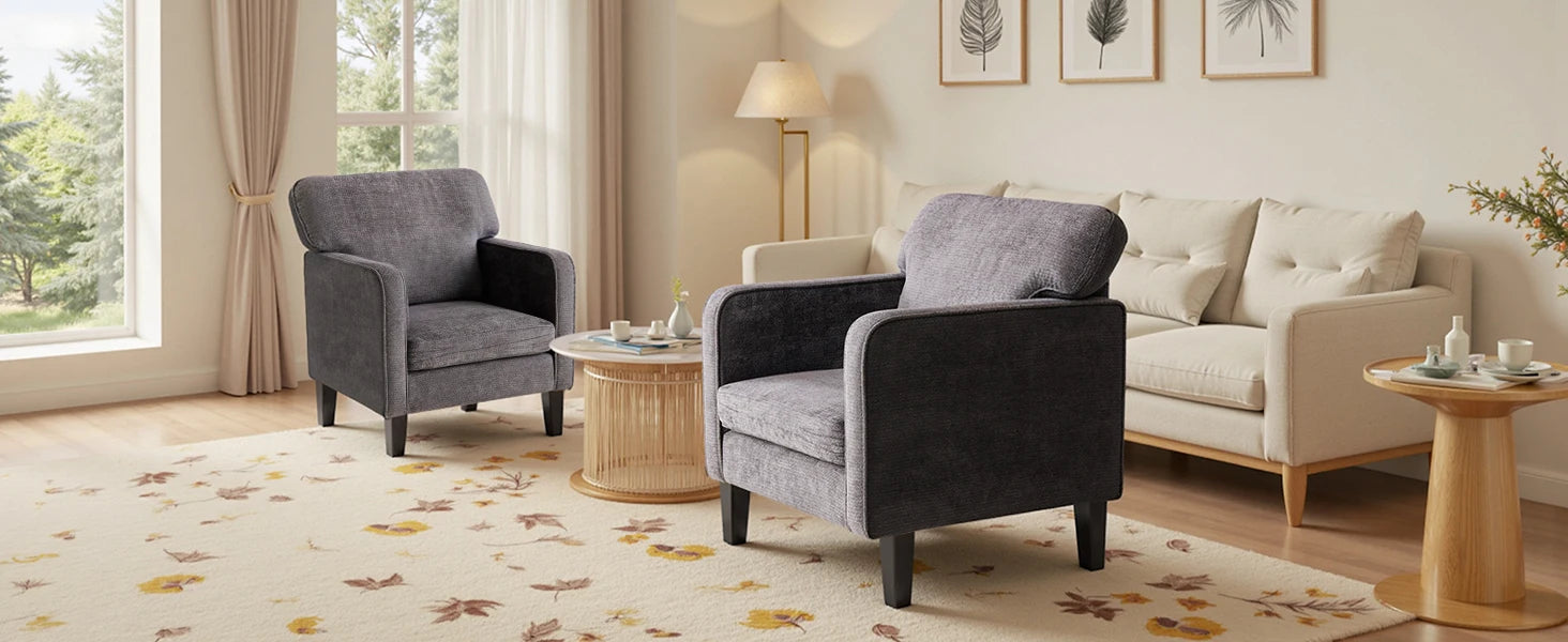 Modern Accent Lounge Chair with Armrests and Ergonomic Backrest