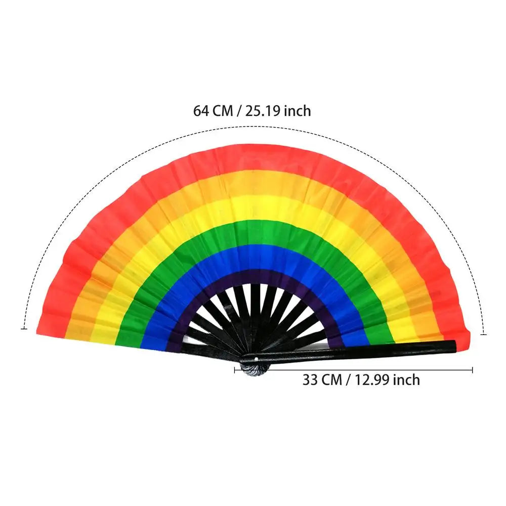 Ventaglio pieghevole arcobaleno con stecche in bambù