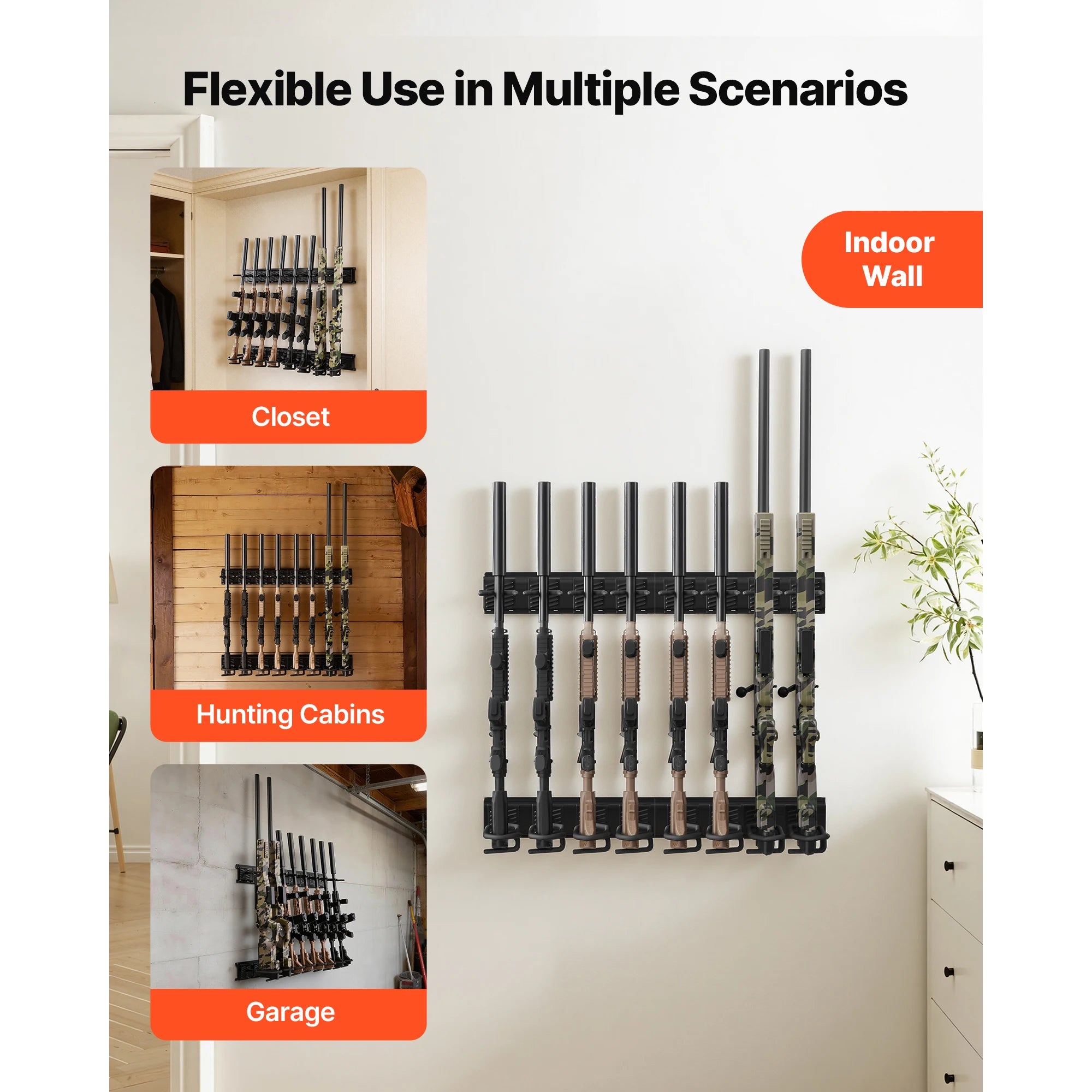 SucceBuy Indoor Steel Gun Rack 8 Slots for Long Guns Gun Display Rifle Storage Holder with Screws for Home Garage Retail Shop