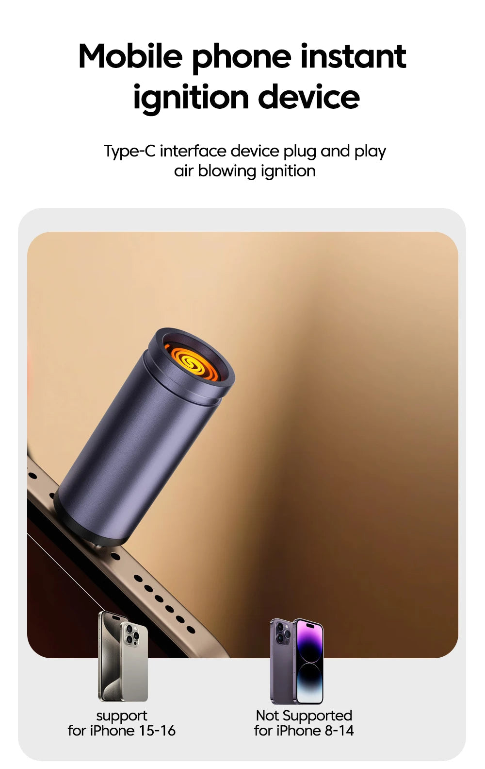 Type-C Mobile Cigarette Lighter Air Blowing Cigarette Lighter Outdoor Safety Portable Mini Cigarette Lighting Artifact