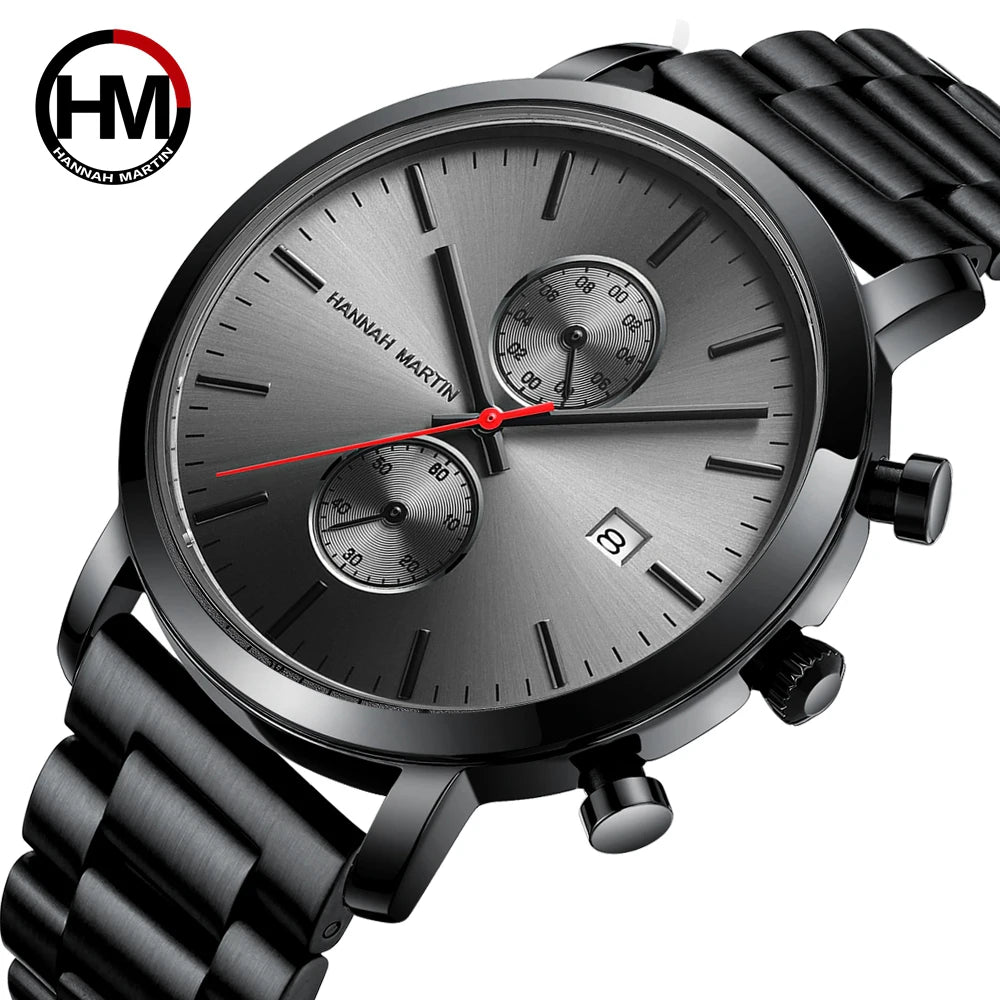 Hannah Martin Men's Stainless Steel Business Sports Quartz Watch