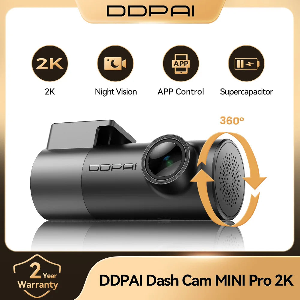 2K 1440P Dash Camera WiFi DVR 121° FOV Night Vision Voice Control Parking Monitor