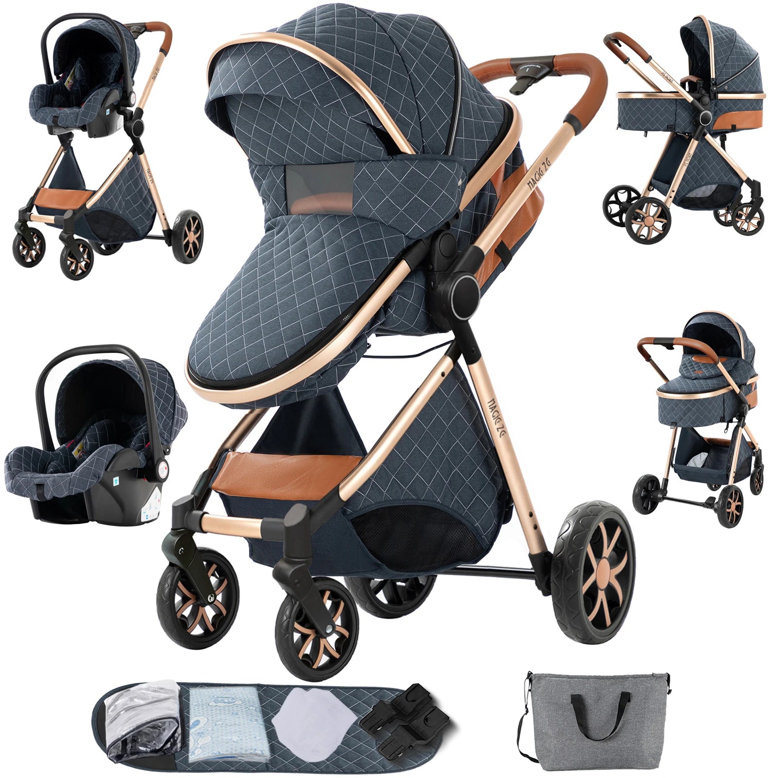 3-in-1 High Landscape Baby Stroller Travel System
