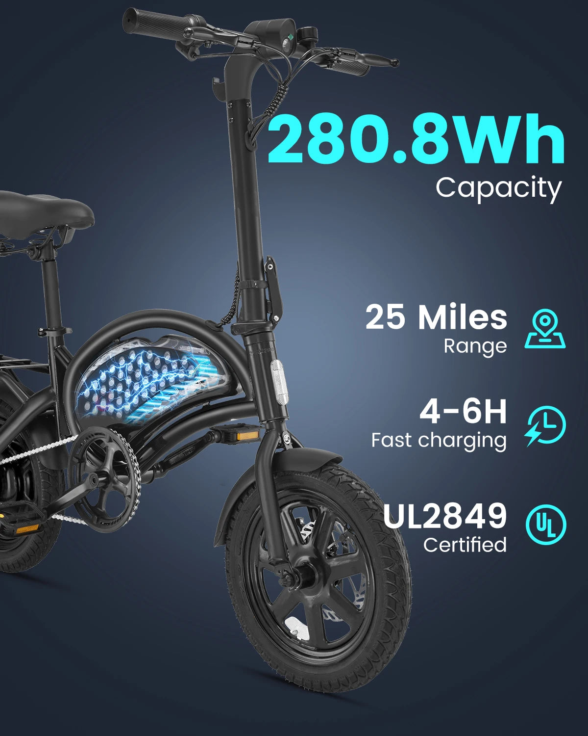 DYU D3F hopfällbar elcykel 20MPH 36V batteri kompakt elcykel