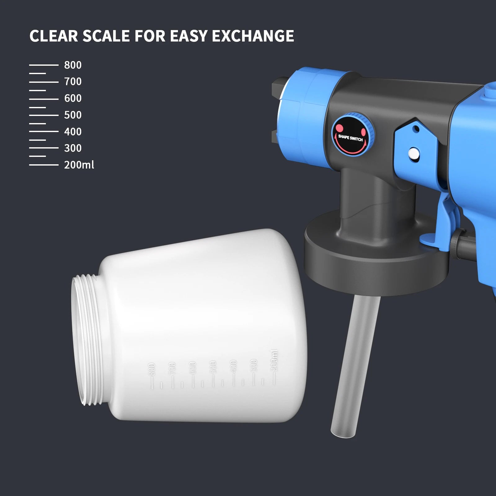 DayPlus elektrische verfspuit met 3 spuitpatronen en 1000ml tank
